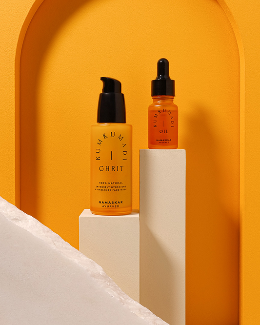 Intensely hydrating anti-ageing combo - Kumkumadi oil + Ghrit